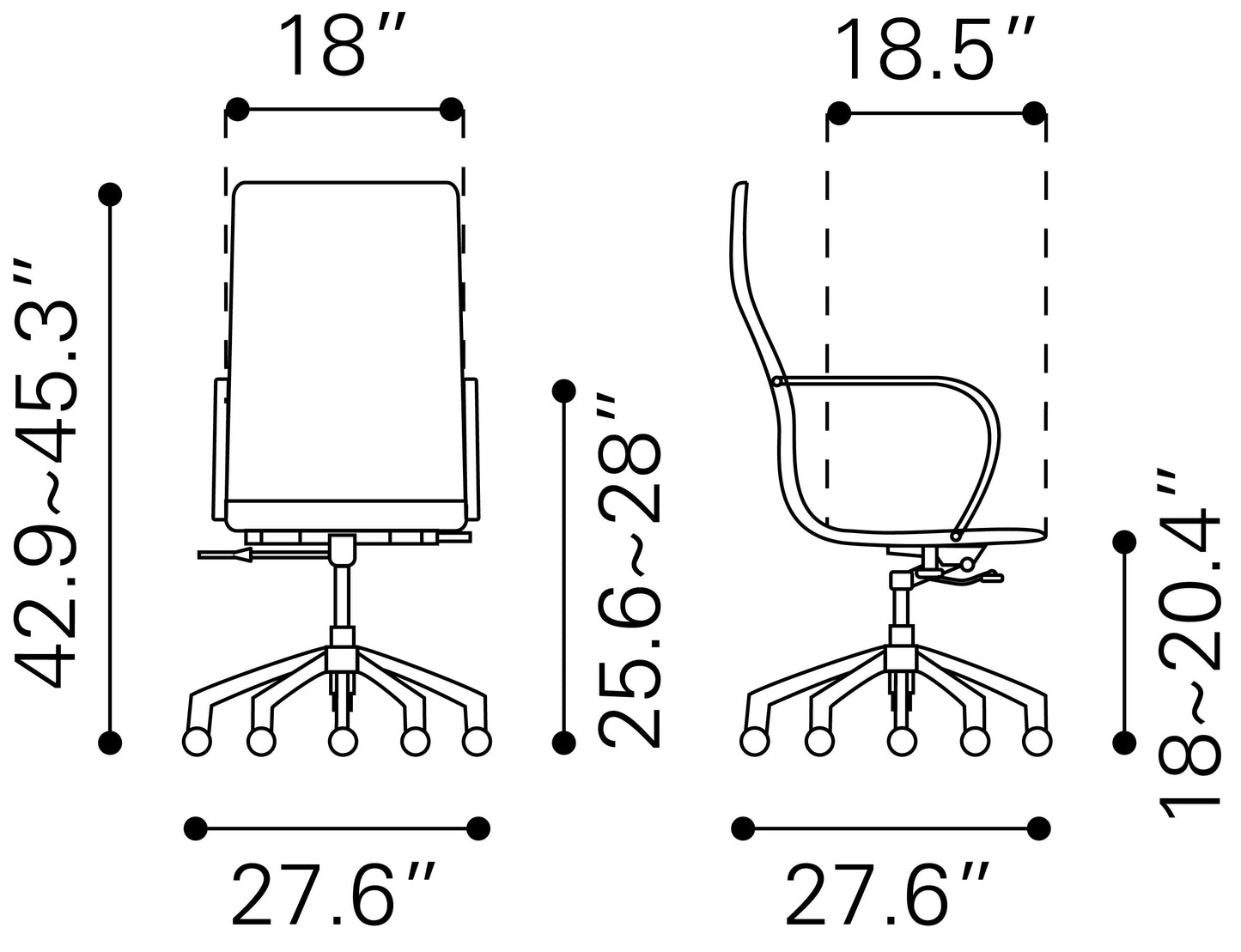 Glider High Back Office Chair Black