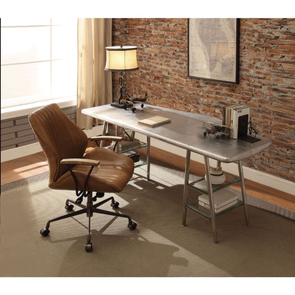 Brancaster Glass Shelf Aluminum Desk