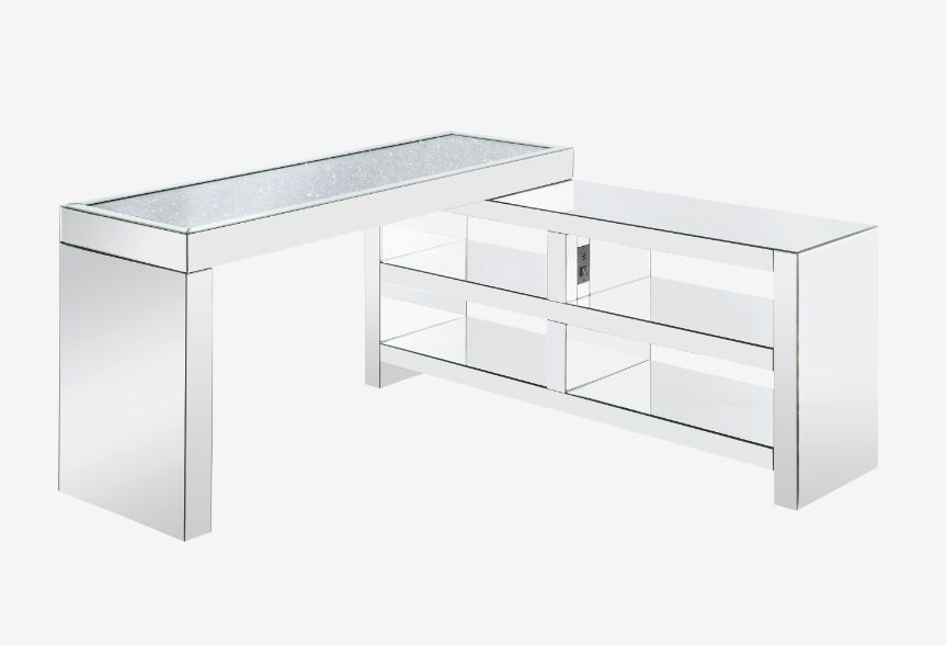 Noralie L-Shaped Glass Top Desk