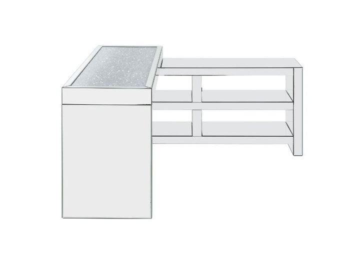 Noralie L-Shaped Glass Top Desk