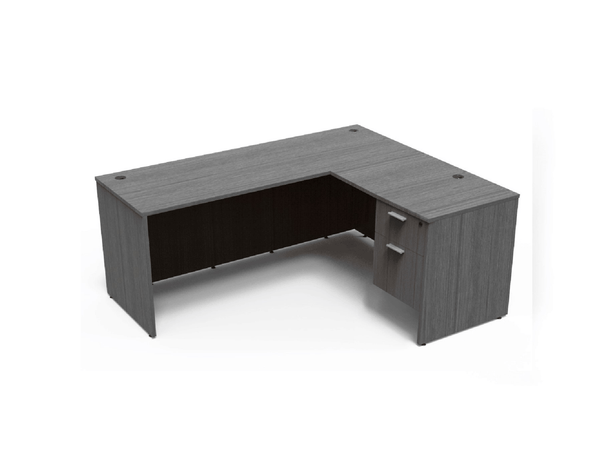 i5 Industries L-Shaped Laminate Desk - Grey - SKU D6672P-3